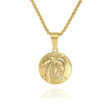 Palm Tree Beach Pendant Necklace (Gold-Plated)