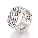 Silver Steel Wide Band Ring