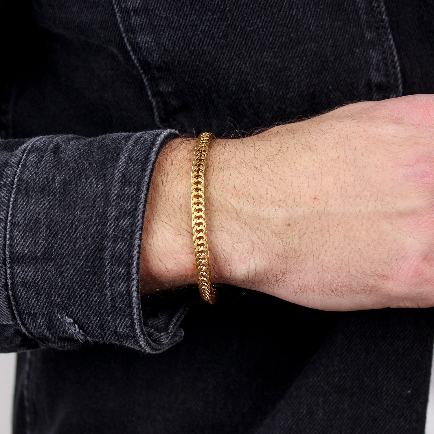 Gold-Plated Mens Bracelet | Mens Golden Bracelet | Golden Brass Bracelet |  Golden Chain | Golden Brass Chain | 1Gram Gold Bracelet for Men| 1Gram Gold  Chain for Men | Golden Men's Bracelet and Chain