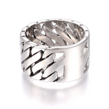 Silver Steel Wide Band Ring