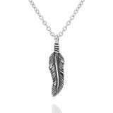 Feather Pendant Necklace (Silver-Plated)