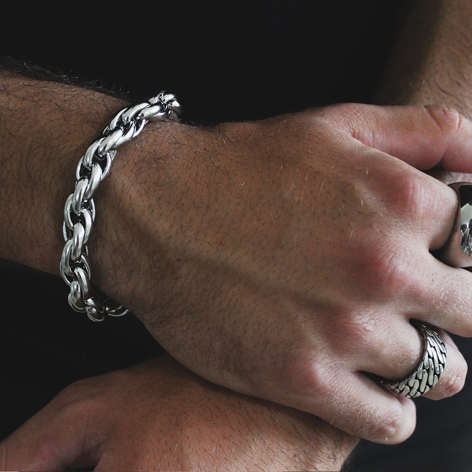 Thick Rope Chain Bracelet (Silver-Plated)