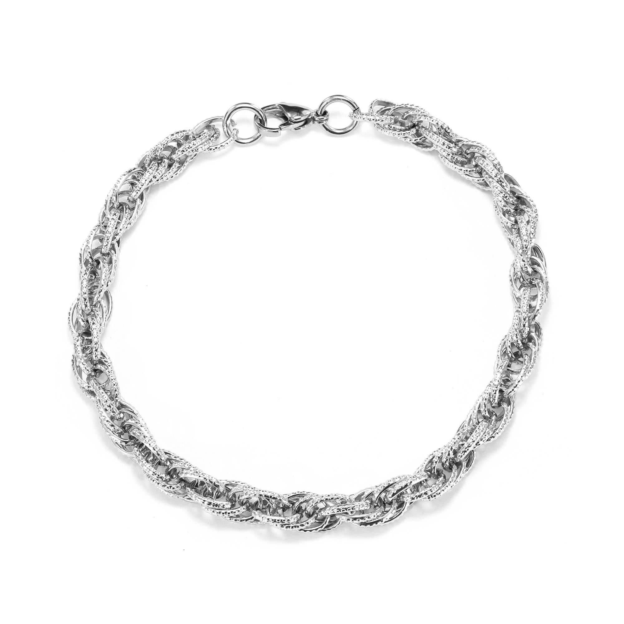 Sterling Silver 5mm Diamond Cut Rope Link Bracelet | Lengths: 8