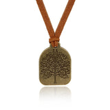 Tree Of Life Brown Suede Necklace (Bronze-Plated)